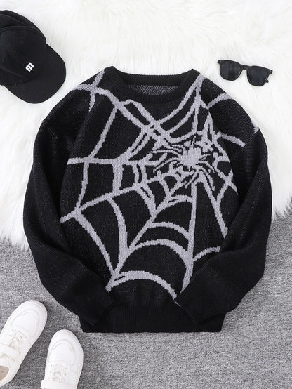New Popular Spider Web Jacquard Pattern Pullover Sweater