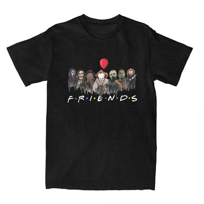 Men Women's T-Shirt Halloween Movie Horror Friends Merchandise Novelty Cotton Short Sleeve thrilling movie T Shirt Round Collar
