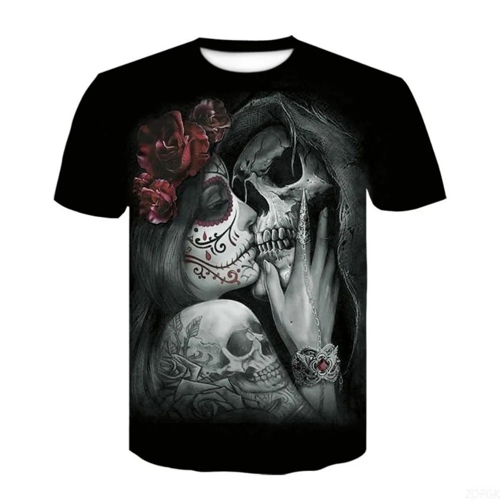 Halloween Horror Skull Print Casual T-shirt