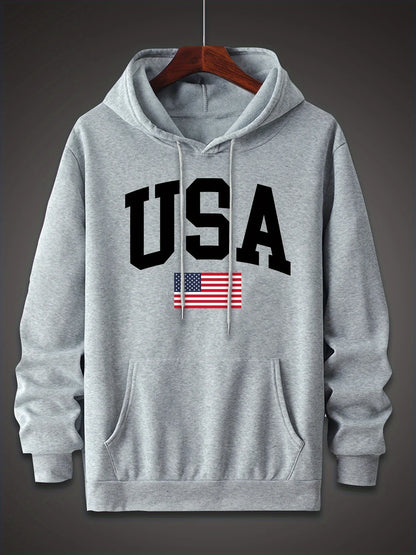 Casual Loose Oversized USA Flag Fleece Hoodies