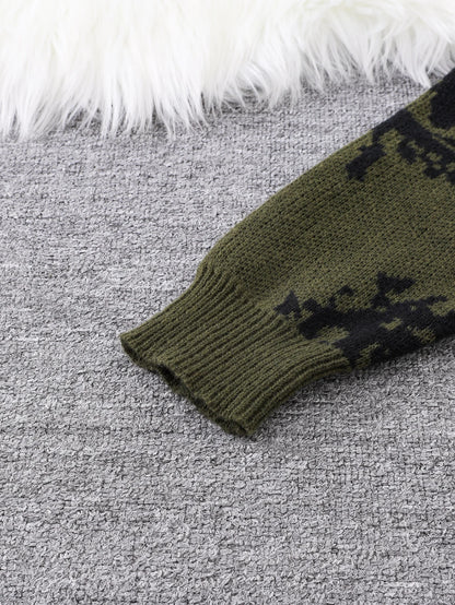 New Popular Abstract Eye Jacquard Pattern Pullover Sweater