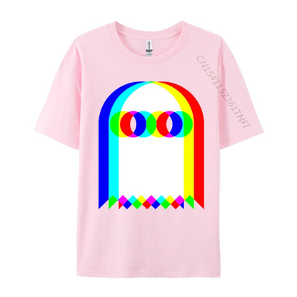 Ghost Trippy Vaporwave Halloween Techno Rave Cotton T-Shirt