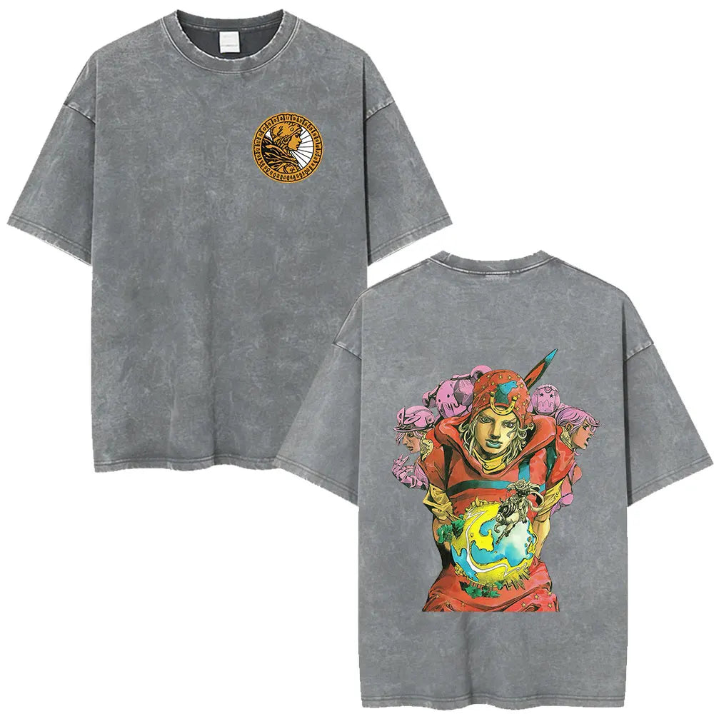 Anime Jojo Bizarre Adventure STEEL BALL RUN Manga Casual T-shirt