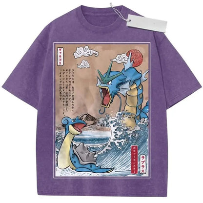Pokemon Gengar Graphic T Shirt Oversized Vintage Washed Anime
