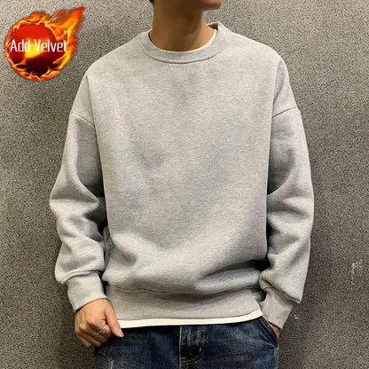 Fleeced Solid Simple Color Sweatshirts