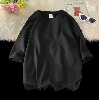 210g Cotton Solid Color Oversize Casual Tshirt 5XL
