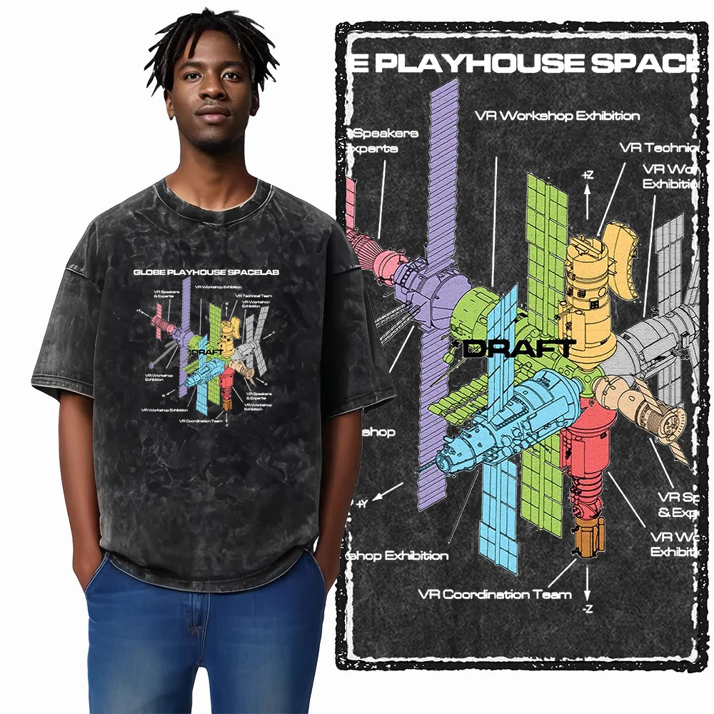 ASTRONAUT SPACE THEMES Printed Cotton Big Size T Shirt
