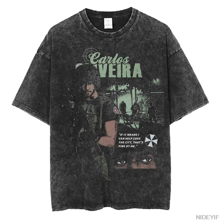 1990S Resident Evil Biohazard Leon Kennedy Oversized T shirt 100% Cotton