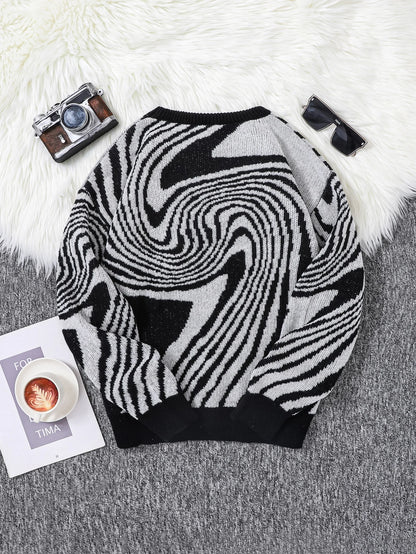 New Popular Maze Jacquard Pattern Knitted Pullover Sweater