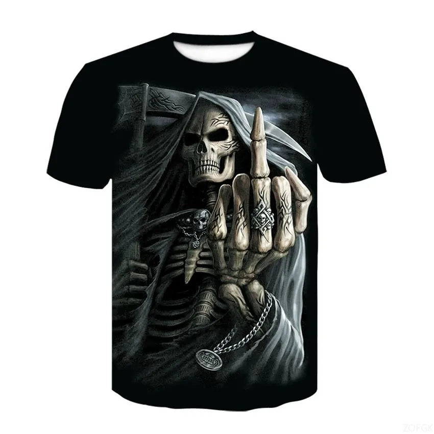 Halloween Horror Skull Print Casual T-shirt