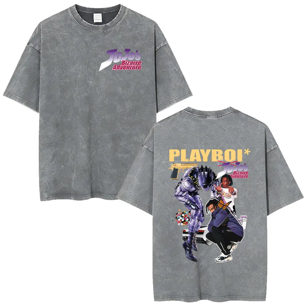 Anime Jojo Bizarre Adventure STEEL BALL RUN Manga Casual T-shirt