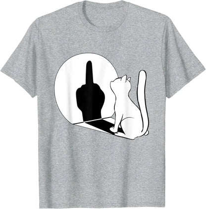 Middle Fi*ger Funny Cat Statement Cotton T-Shirt
