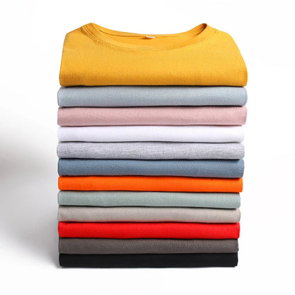 Men's Solid Color Round Neck Cotton T-shirt
