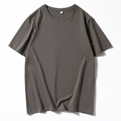Men's Solid Color Round Neck Cotton T-shirt