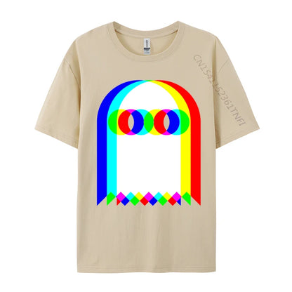 Ghost Trippy Vaporwave Halloween Techno Rave Cotton T-Shirt