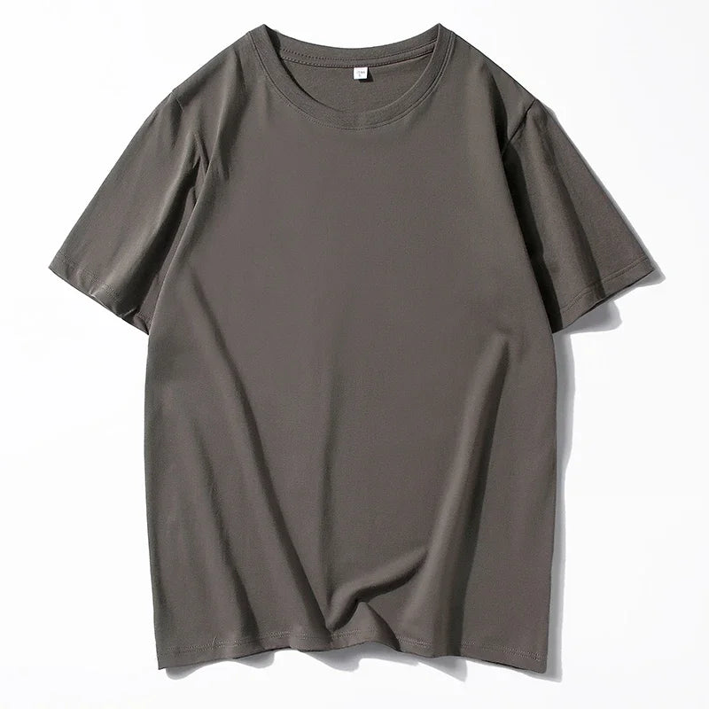 Men's Solid Color Round Neck Cotton T-shirt