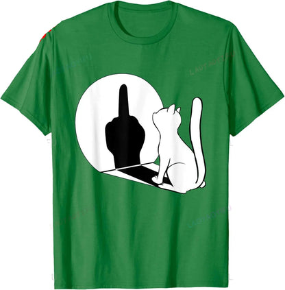 Middle Fi*ger Funny Cat Statement Cotton T-Shirt