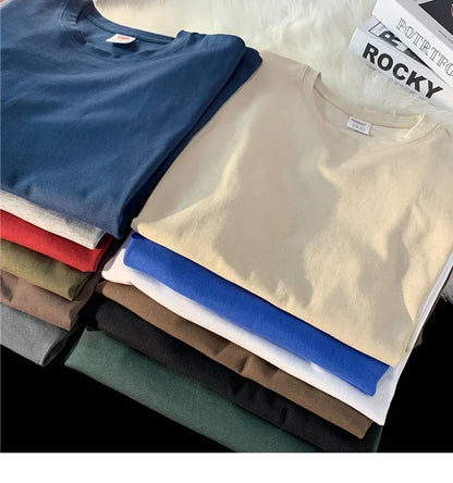 210g Cotton Solid Color Oversize Casual Tshirt 5XL