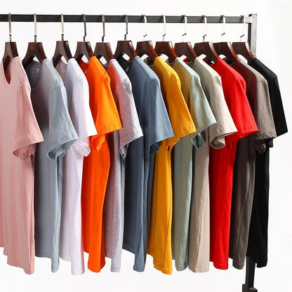 Men's Solid Color Round Neck Cotton T-shirt