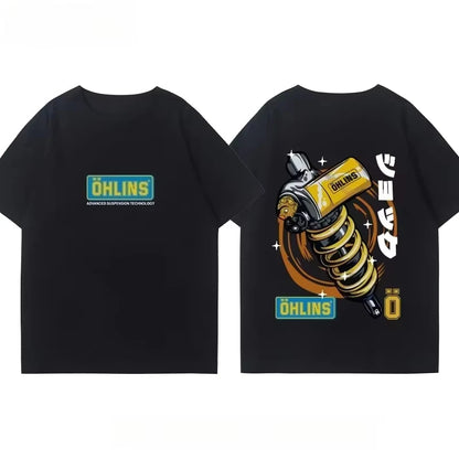 OHLINS Motorcycle Shock Absorber Modified Cotton T-shirt
