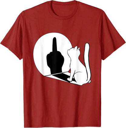 Middle Fi*ger Funny Cat Statement Cotton T-Shirt