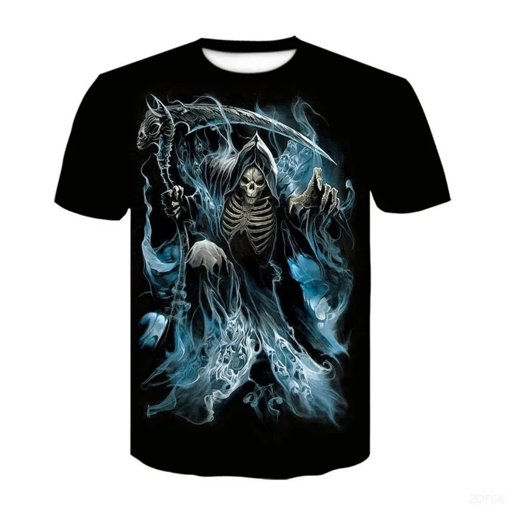 Halloween Horror Skull Print Casual T-shirt
