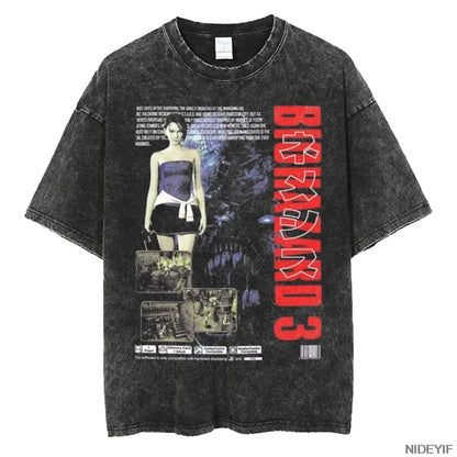 1990S Resident Evil Biohazard Leon Kennedy Oversized T shirt 100% Cotton
