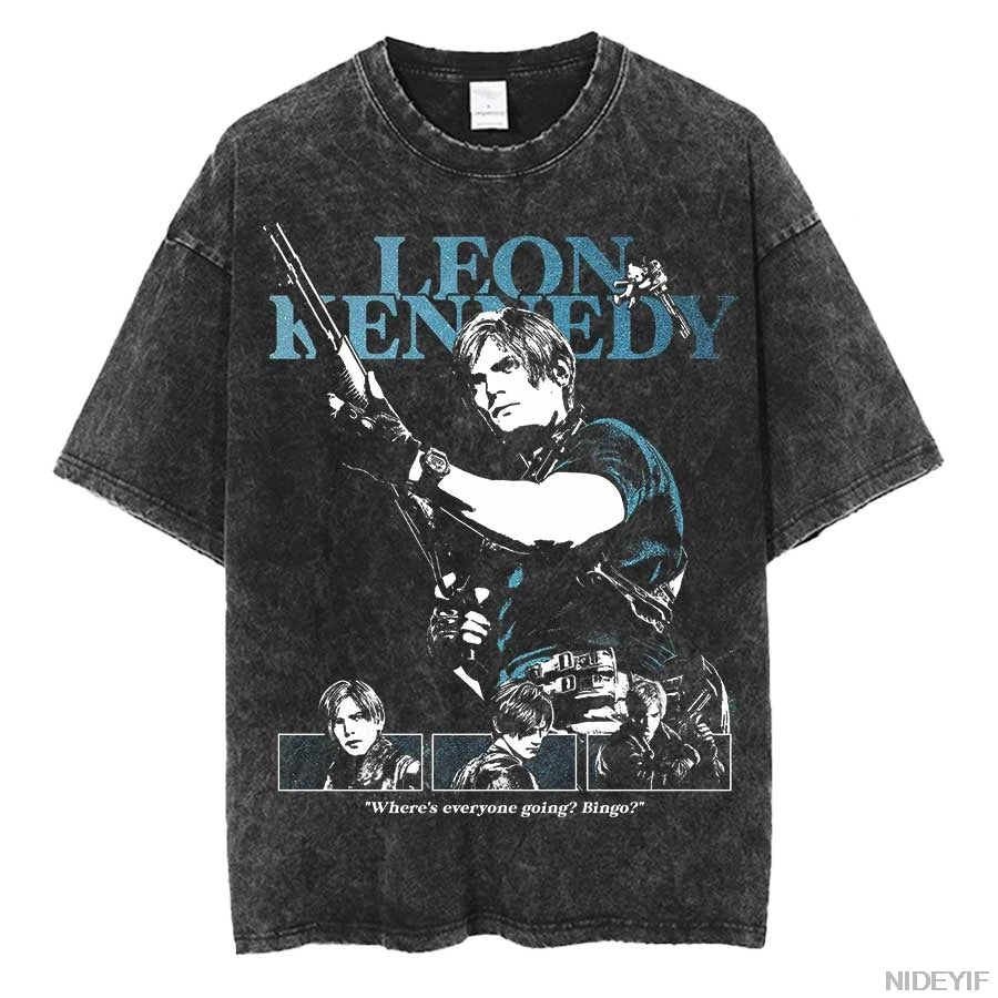 1990S Resident Evil Biohazard Leon Kennedy Oversized T shirt 100% Cotton
