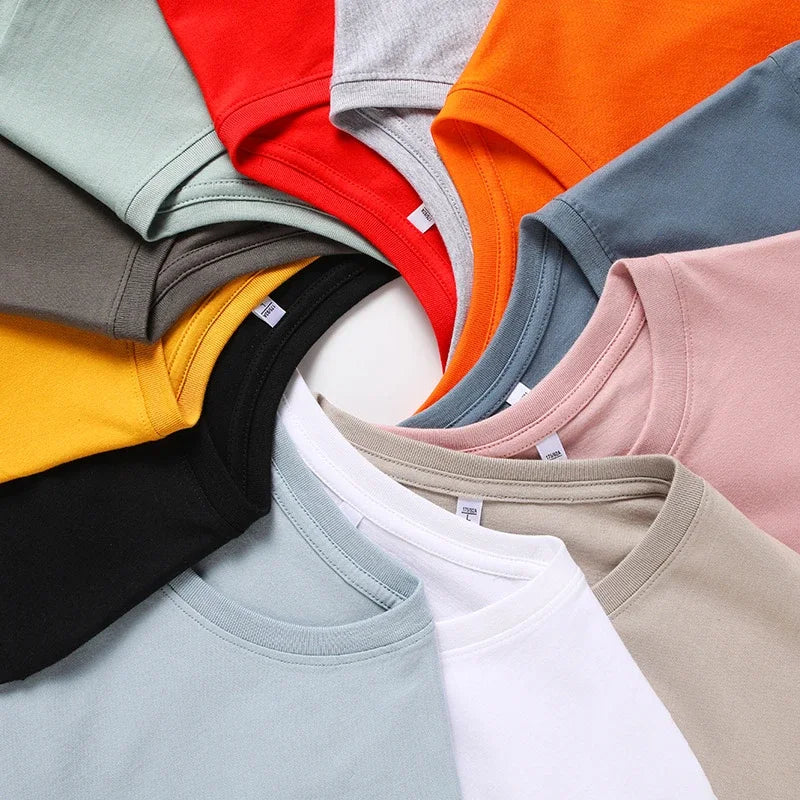Men's Solid Color Round Neck Cotton T-shirt