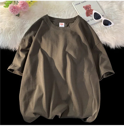 210g Cotton Solid Color Oversize Casual Tshirt 5XL