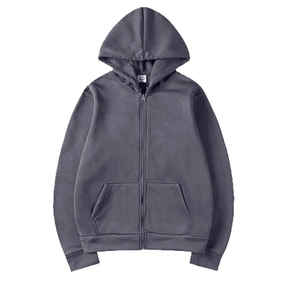 Zip-Up Sweater Cardigan Hoodie Solid Color
