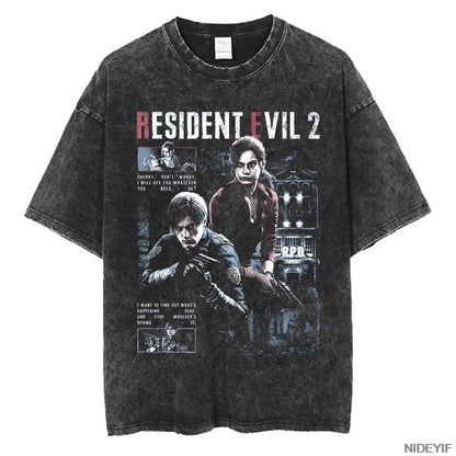 1990S Resident Evil Biohazard Leon Kennedy Oversized T shirt 100% Cotton