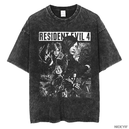 1990S Resident Evil Biohazard Leon Kennedy Oversized T shirt 100% Cotton