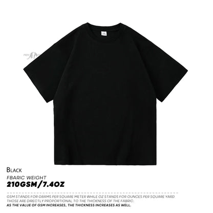 210g Cotton Solid Color Oversize Casual Tshirt 5XL