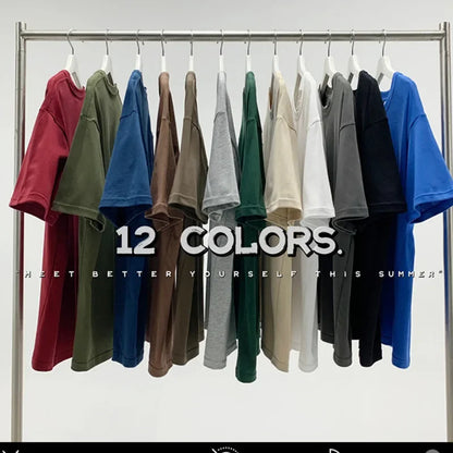 210g Cotton Solid Color Oversize Casual Tshirt 5XL