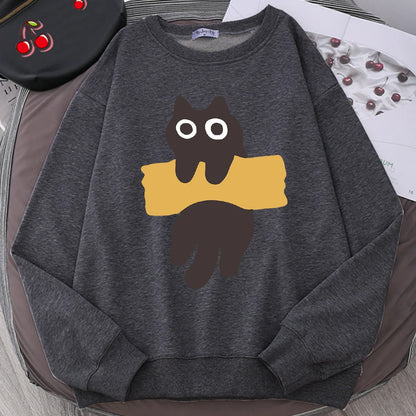 Tape Cat Cute Cartoons Loose Sweatshirts