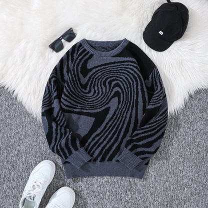 New Popular Maze Jacquard Pattern Knitted Pullover Sweater