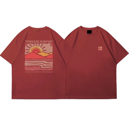American Retro Pattern Casual Loose Cotton T-shirt