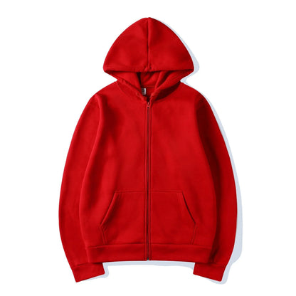 Zip-Up Sweater Cardigan Hoodie Solid Color