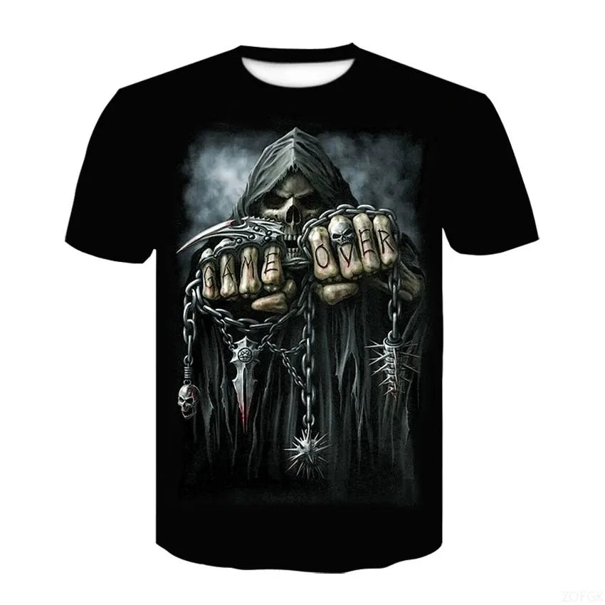 Halloween Horror Skull Print Casual T-shirt