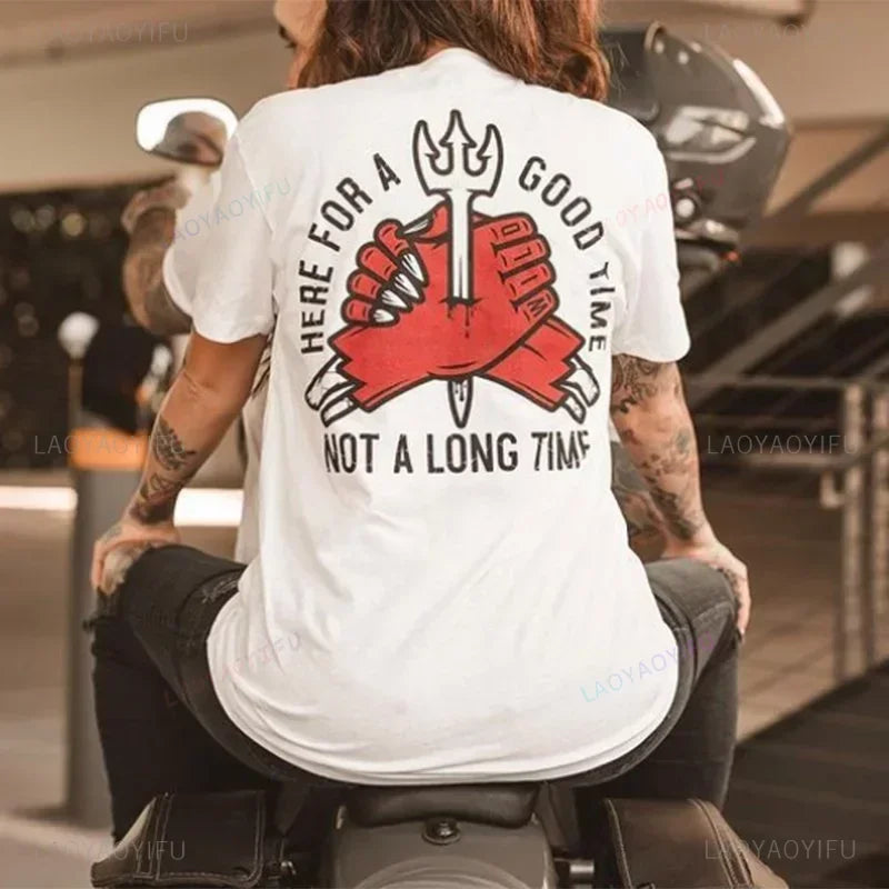 Cool Biker Drinking Beer Skull Graphic Cotton Tshirts