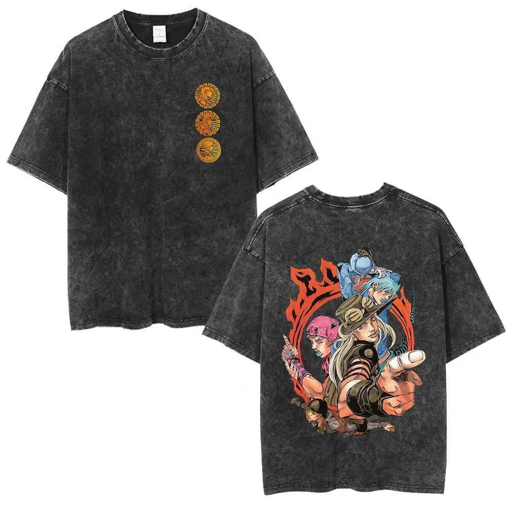 Anime Jojo Bizarre Adventure STEEL BALL RUN Manga Casual T-shirt