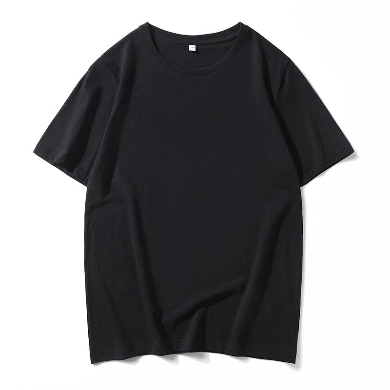 Men's Solid Color Round Neck Cotton T-shirt