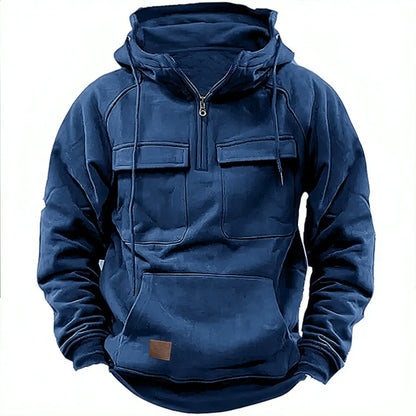 Multi Pocket Patch Casual Hoodie Pullover