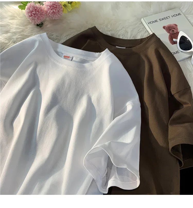 210g Cotton Solid Color Oversize Casual Tshirt 5XL