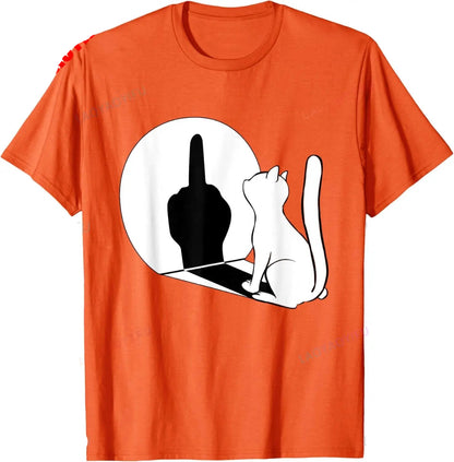 Middle Fi*ger Funny Cat Statement Cotton T-Shirt