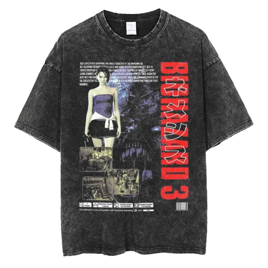 1990S Resident Evil Biohazard Leon Kennedy Oversized T shirt 100% Cotton
