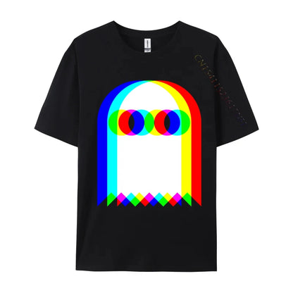 Ghost Trippy Vaporwave Halloween Techno Rave Cotton T-Shirt