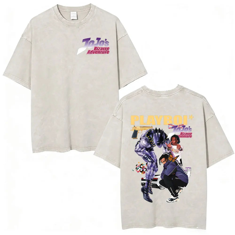 Anime Jojo Bizarre Adventure STEEL BALL RUN Manga Casual T-shirt