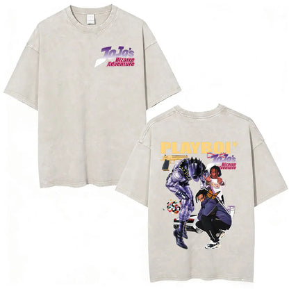 Anime Jojo Bizarre Adventure STEEL BALL RUN Manga Casual T-shirt